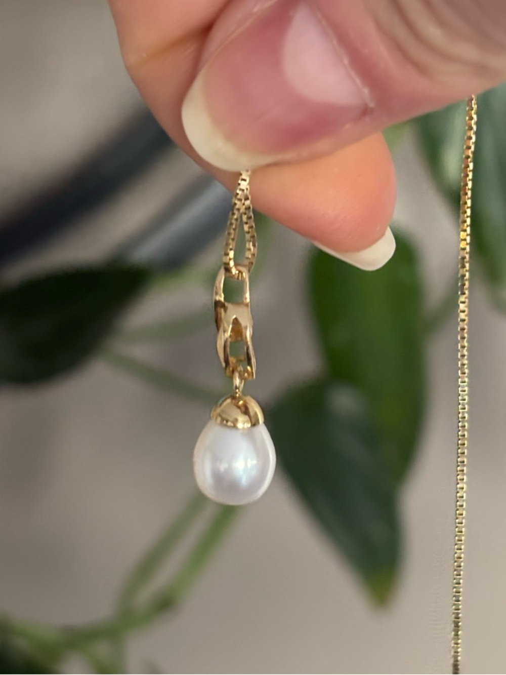 14k Gold Pearl Drop Pendant - Picture 2 of 3